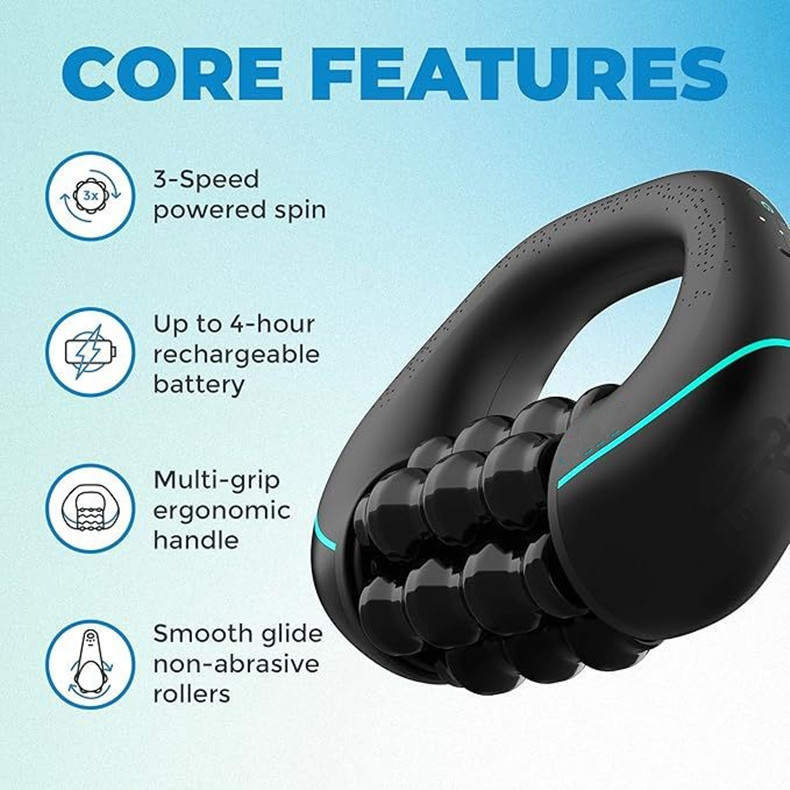 Mini Rolling Percussive Massager Whole Body Fatigue Relief Deep Tissue And Muscle Recovery Rechargeable Powerful 3-Speed Spin - Image 5
